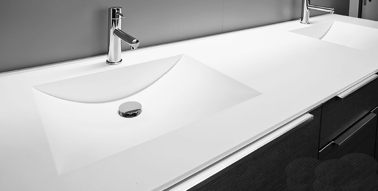 Waschtisch aus einem Guss gefertigt